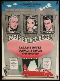 2s494 PARIS PALACE HOTEL Danish '56 Stilling art of Charles Boyer, Francoise Arnoul, Roberto Risso