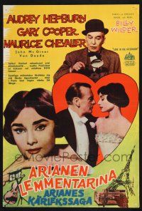 2s094 LOVE IN THE AFTERNOON Finnish '57 Gary Cooper, Audrey Hepburn, Maurice Chevalier