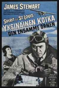 2s115 SPIRIT OF ST. LOUIS Finnish '57 James Stewart as aviator Charles Lindbergh, Billy Wilder