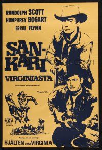 2s123 VIRGINIA CITY tan Finnish R50s art of Errol Flynn, Humphrey Bogart & Randolph Scott!
