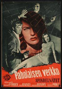 2s126 WEB Finnish '47 Edmond O'Brien & sexy full-length Ella Raines, cool film noir art!