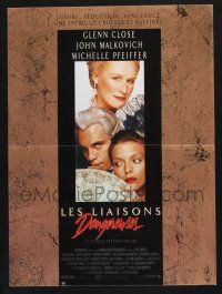 2s139 DANGEROUS LIAISONS French 15x21 '89 Glenn Close, John Malkovich, Michelle Pfeiffer!