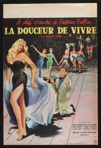2s150 LA DOLCE VITA French 16x24 '60 Federico Fellini, Mastroianni, sexy Ekberg by Yves Thos!