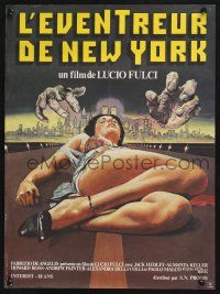 2s153 NEW YORK RIPPER French 15x21 '82 Lucio Fulci, cool art of killer & dead female victim!