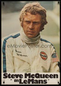 2s018 LE MANS black style German '71 close up of race driver Steve McQueen in personalized uniform!
