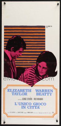 2s826 ONLY GAME IN TOWN Italian locandina '70 Elizabeth Taylor & Warren Beatty in love in Vegas!