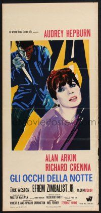 2s847 WAIT UNTIL DARK Italian locandina '68 art of blind Audrey Hepburn & attacker w/knife!
