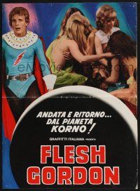 2s764 FLESH GORDON set of 2 Italian photobustas '75 wacky and sexy sci-fi spoof images!