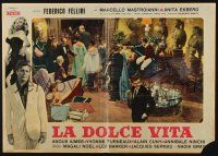 2s778 LA DOLCE VITA Italian photobusta '60 Federico Fellini, Marcello Mastroianni at party!