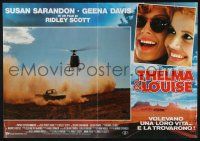 2s784 THELMA & LOUISE Italian photobusta '91 Susan Sarandon & Geena Davis chased by helicopter!