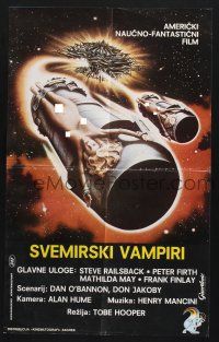 2s306 LIFEFORCE Yugoslavian 17x28 '85 Tobe Hooper directed, sexy space vampire, cool sci-fi art!
