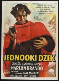 2s317 ONE EYED JACKS Yugoslavian 20x28 '61 different art of star & director Marlon Brando w/gun!