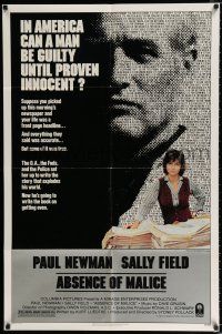 2t023 ABSENCE OF MALICE 1sh '81 Paul Newman, Sally Field, Sydney Pollack, cool design!
