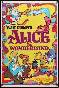 2t029 ALICE IN WONDERLAND 1sh R74 Walt Disney Lewis Carroll classic, cool psychedelic art!