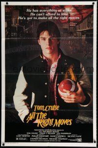 2t033 ALL THE RIGHT MOVES 1sh '83 close up of high school football player Tom Cruise!
