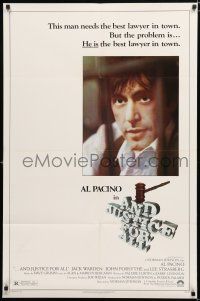 2t044 AND JUSTICE FOR ALL 1sh '79 Al Pacino, Jack Warden, directed by Norman Jewison!