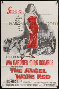 2t048 ANGEL WORE RED 1sh '60 sexy full-length Ava Gardner, Dirk Bogarde has a price on his head!