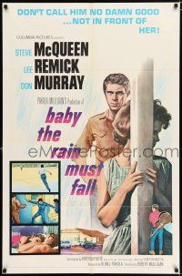 2t064 BABY THE RAIN MUST FALL 1sh '65 Steve McQueen gets in trouble & gets under Lee Remick's skin!