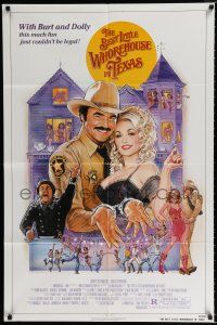 2t080 BEST LITTLE WHOREHOUSE IN TEXAS 1sh '82 close-up of Burt Reynolds & Dolly Parton!