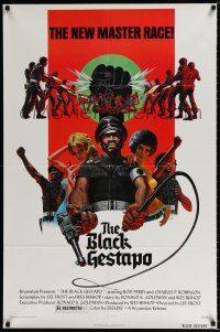 2t090 BLACK GESTAPO 1sh '75 Ken Barr art, Ghetto Warriors, The New Master Race!