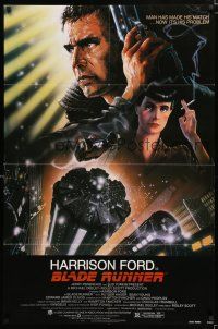 2t095 BLADE RUNNER 1sh '82 Ridley Scott sci-fi classic, art of Harrison Ford by Alvin!