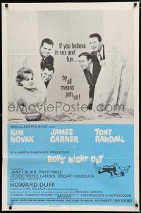 2t109 BOYS' NIGHT OUT 1sh '62 James Garner, Tony Randall & sexy Kim Novak!