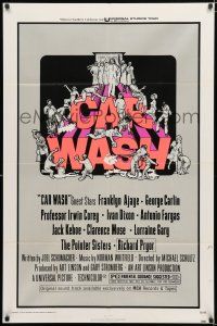 2t130 CAR WASH 1sh '76 written by Joel Schumacher, cool Drew Struzan art of cast around title!