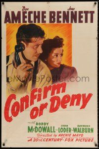 2t156 CONFIRM OR DENY 1sh '41 art of Don Ameche on phone & operator Joan Bennett in uniform!