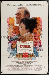 2t171 CUBA 1sh '79 cool artwork of Sean Connery & Brooke Adams and cigars!