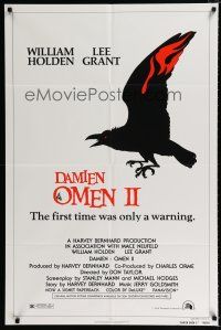 2t173 DAMIEN OMEN II style A 1sh '78 cool art of demonic crow, the first time was only a warning!