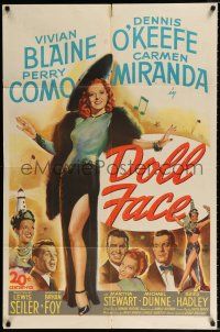 2t200 DOLL FACE 1sh '45 sexy full-length Vivian Blaine & Carmen Miranda, Perry Como, O'Keefe