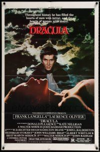 2t209 DRACULA style B 1sh '79 Bram Stoker, close up of vampire Frank Langella & sexy girl!