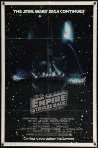 2t224 EMPIRE STRIKES BACK advance 1sh '80 George Lucas sci-fi classic, giant image of Darth Vader!