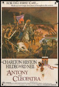 2t053 ANTONY & CLEOPATRA English 1sh '72 Charlton Heston & Hildegard Neil in the titles roles!