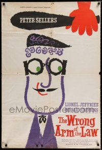 2t983 WRONG ARM OF THE LAW English 1sh '63 great wacky art of Peter Sellers about to be hit!