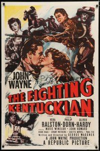 2t248 FIGHTING KENTUCKIAN 1sh R55 rougher, tougher & more romantic John Wayne + Oliver Hardy!
