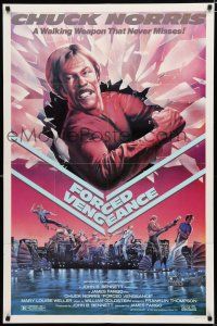 2t265 FORCED VENGEANCE 1sh '82 Chuck Norris is a walking weapon that never misses, Gleason art!