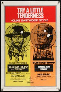 2t307 GOOD, THE BAD & THE UGLY/HANG 'EM HIGH 1sh '69 Clint Eastwood, try a little tenderness!