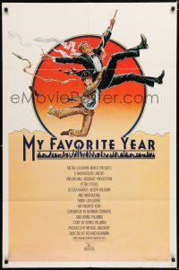 2t584 MY FAVORITE YEAR 1sh '82 art of Peter O'Toole & Mark Linn-Baker by John Alvin!