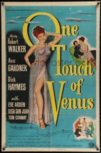 2t630 ONE TOUCH OF VENUS 1sh '48 sexy Ava Gardner, Robert Walker, great full-length art!