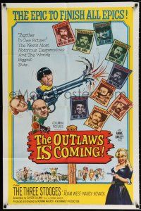 2t634 OUTLAWS IS COMING 1sh '65 The Three Stooges with Curly-Joe are wacky cowboys!