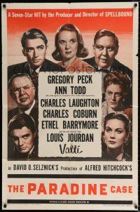 2t641 PARADINE CASE style A 1sh '48 Alfred Hitchcock, Gregory Peck, Ann Todd, Valli & top cast!