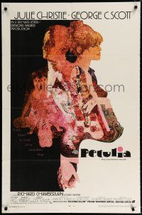 2t653 PETULIA 1sh '68 cool artwork of pretty Julie Christie & George C. Scott!