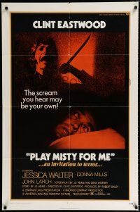 2t667 PLAY MISTY FOR ME 1sh '71 classic Clint Eastwood, Jessica Walter, invitation to terror!