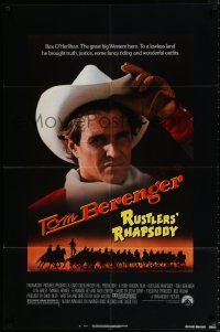 2t741 RUSTLERS' RHAPSODY 1sh '85 cowboy western parody, cool close-up of Tom Berenger!