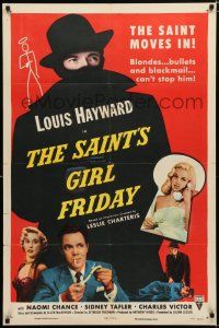 2t746 SAINT'S GIRL FRIDAY 1sh '54 sexy Diana Dors & bullets can't stop Louis Hayward!
