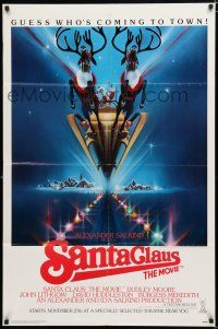 2t747 SANTA CLAUS THE MOVIE advance 1sh '85 Bob Peak art of Santa & his reindeer sleigh!
