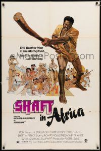 2t772 SHAFT IN AFRICA 1sh '73 art of Richard Roundtree stickin' it all the way in the Motherland!