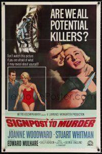 2t782 SIGNPOST TO MURDER 1sh '65 Joanne Woodward, Stuart Whitman, are we all potential killers?