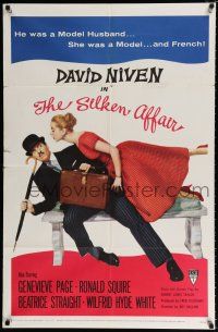 2t784 SILKEN AFFAIR 1sh '56 David Niven is a model husband, sexy Genevieve Page is a French model!